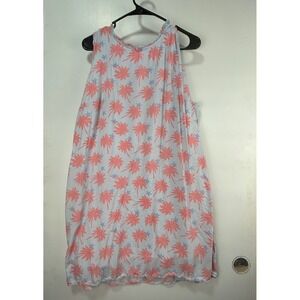 Crown & Ivy Pink Palm Tree Star Pinstripe Sleeveless Shift Dress Womens 16